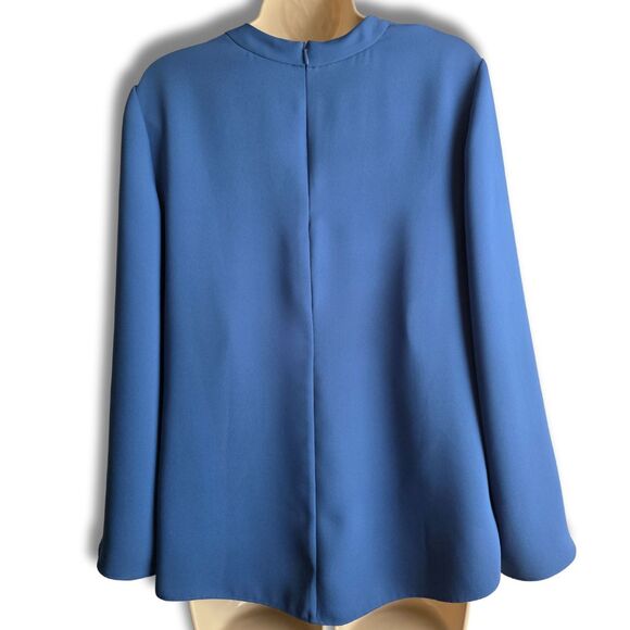 CHICO'S Royal Blue Choker Bell Sleeve Top M - Picture 2 of 11